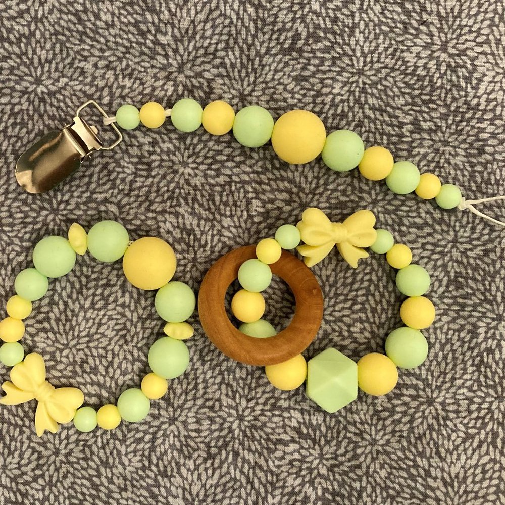 Silicone/Wood Pacifier Dummy/Leash/Chain Chew Toys